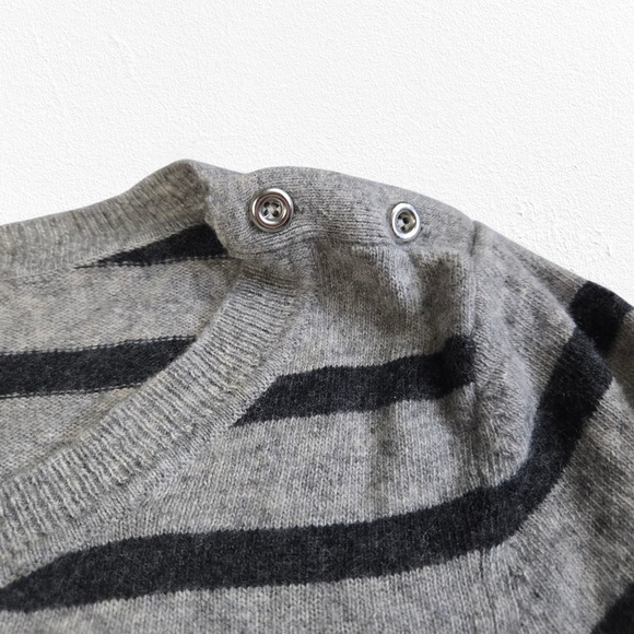 Banana Republic Gray Navy Striped Wool Cashmere Blend Sweater Dress Size Medium - Picture 2 of 7